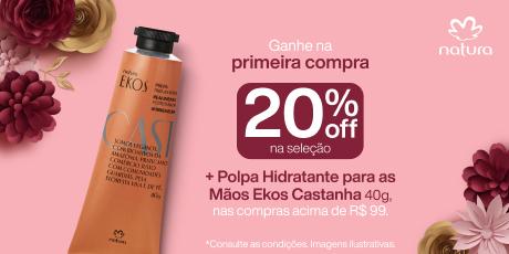 <p><strong>Ganhe 20% OFF na seleção de produtos + Polpa Hidratante para as Mãos Ekos Castanha 40g</strong> nas compras acima de R$99, no site ou app Natura</p>
